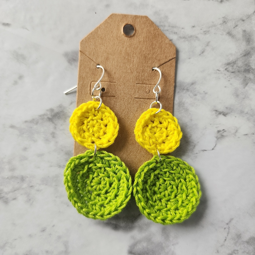 Crochet Two-Tone Handmade Earrings